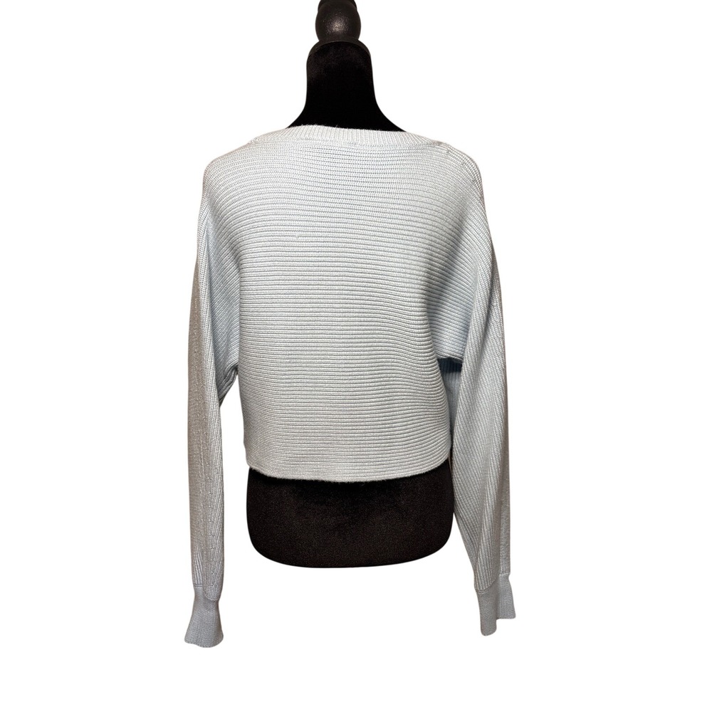 House of Harlow 1960 Light Blue Ribbed Cropped Sweater Medium - Picture 2 of 7